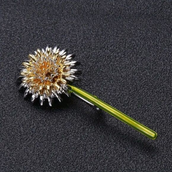 💛 NEW sparkling & unique crystal hand painted dandelion flower brooch 💛 - Picture 1 of 8
